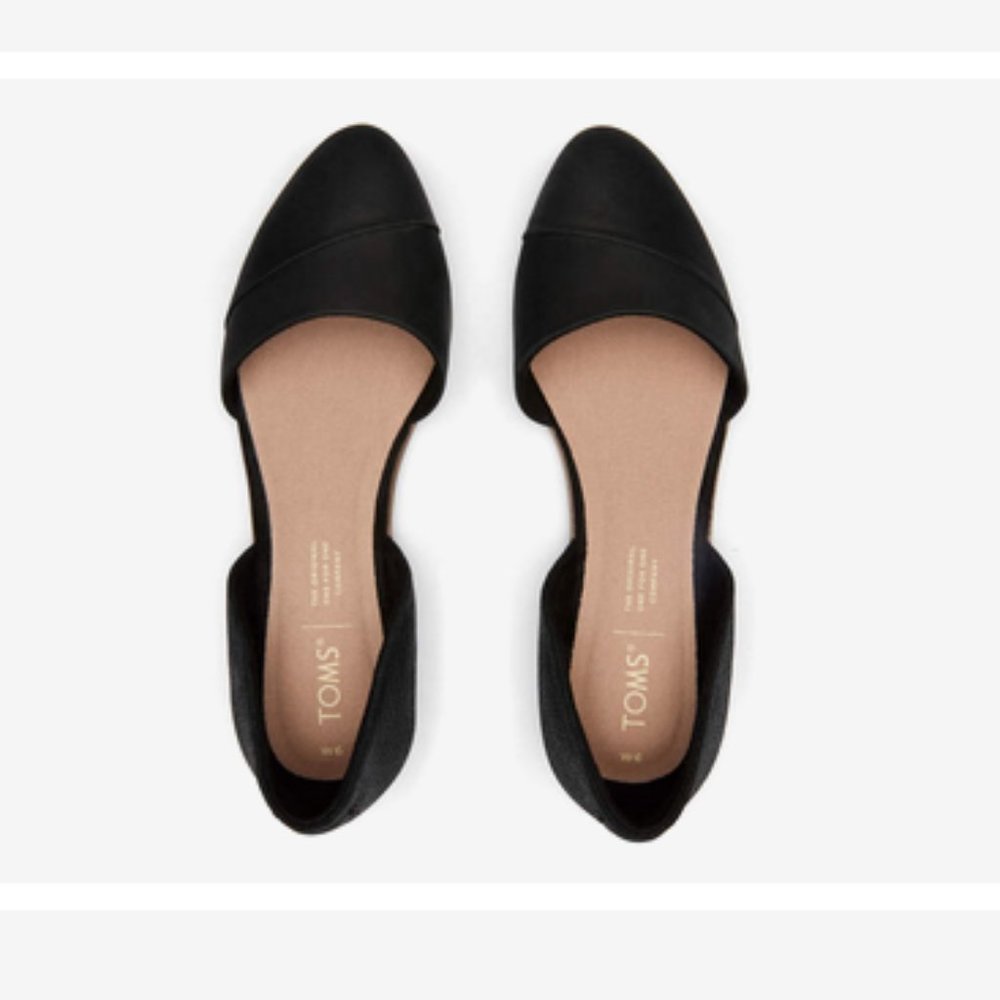 TOMS Black Suede Leather D'Orsay Flats Shoes